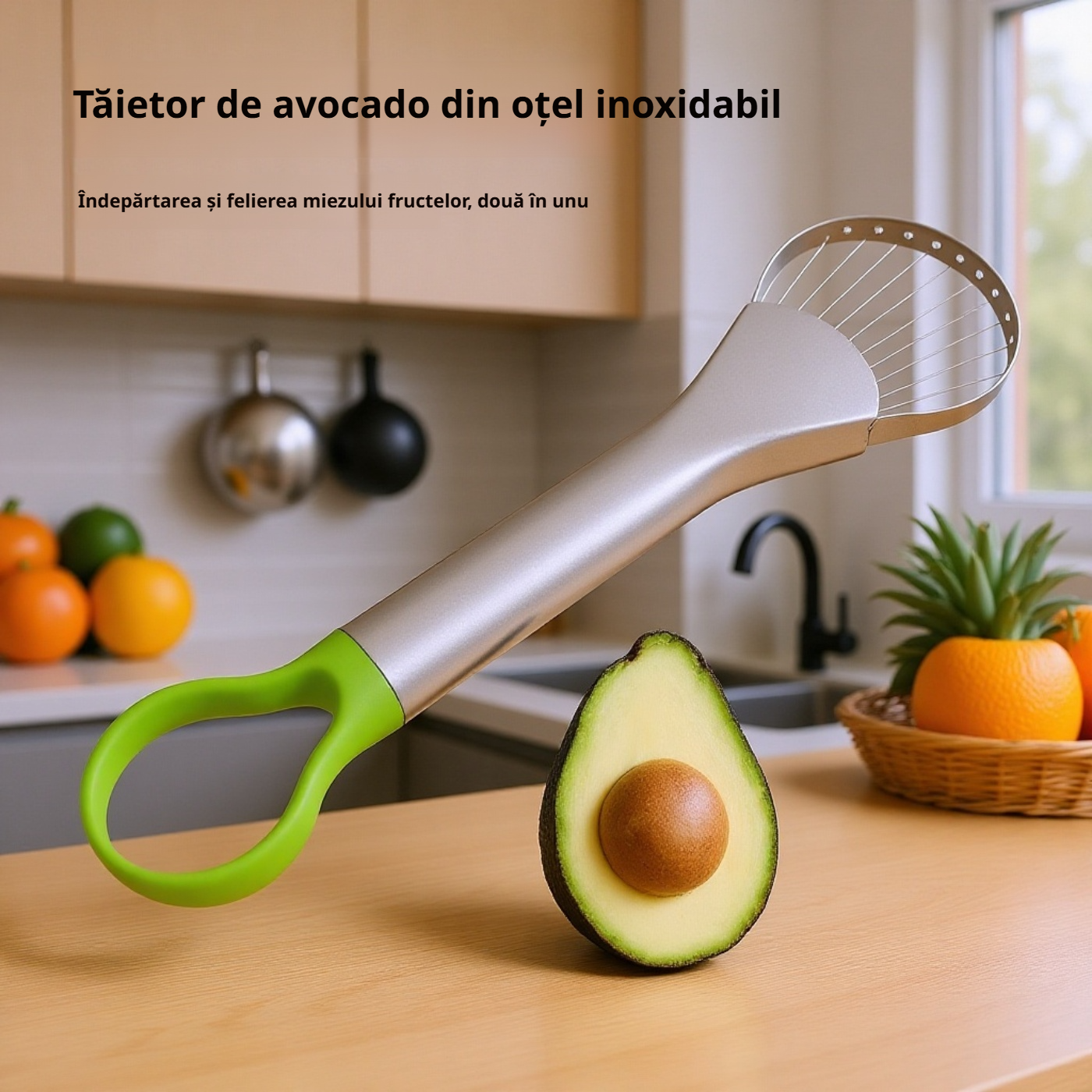 Separator de fructe din oțel inoxidabil, cuțit special pentru avocado și piersici galbene