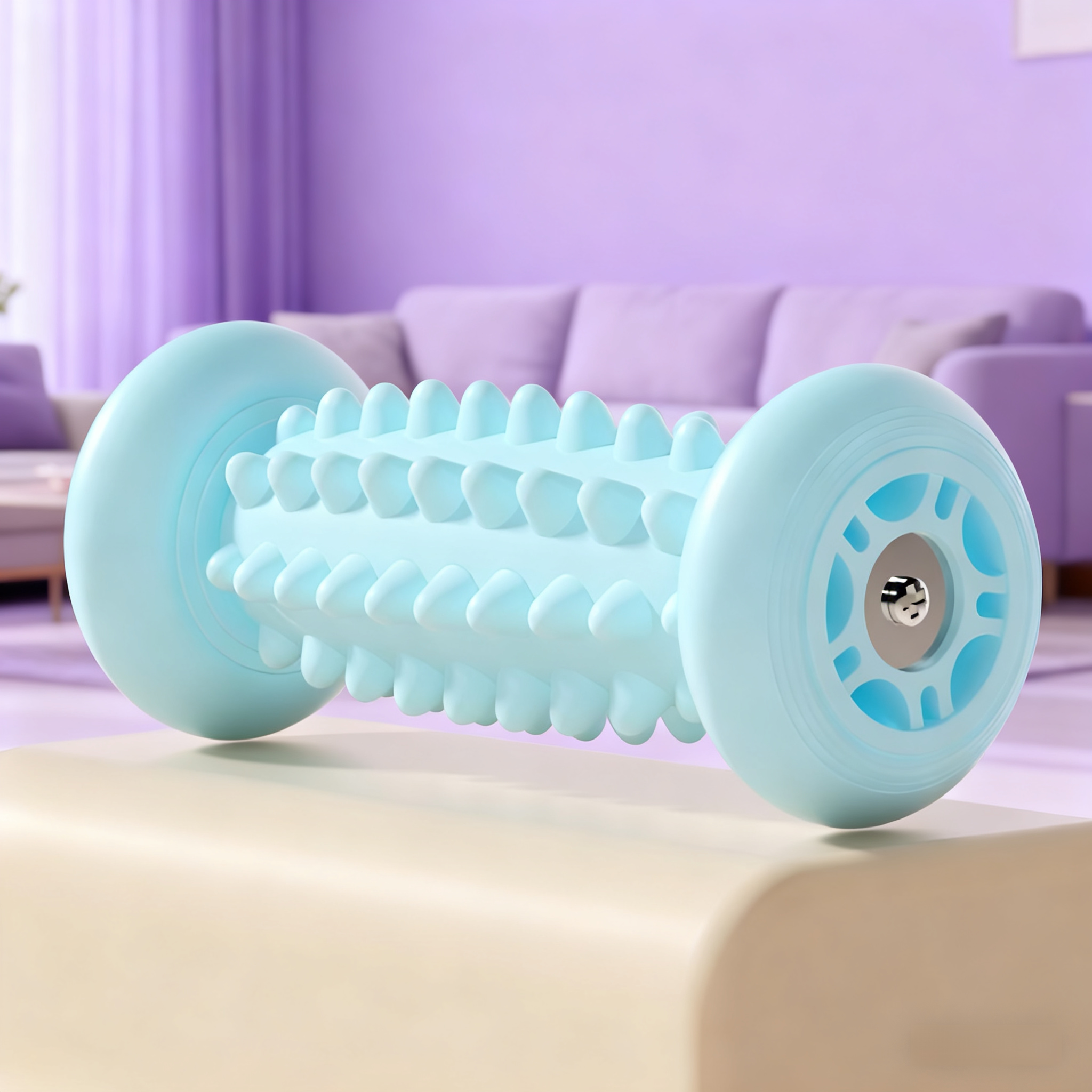Close-up of foot massager roller texture