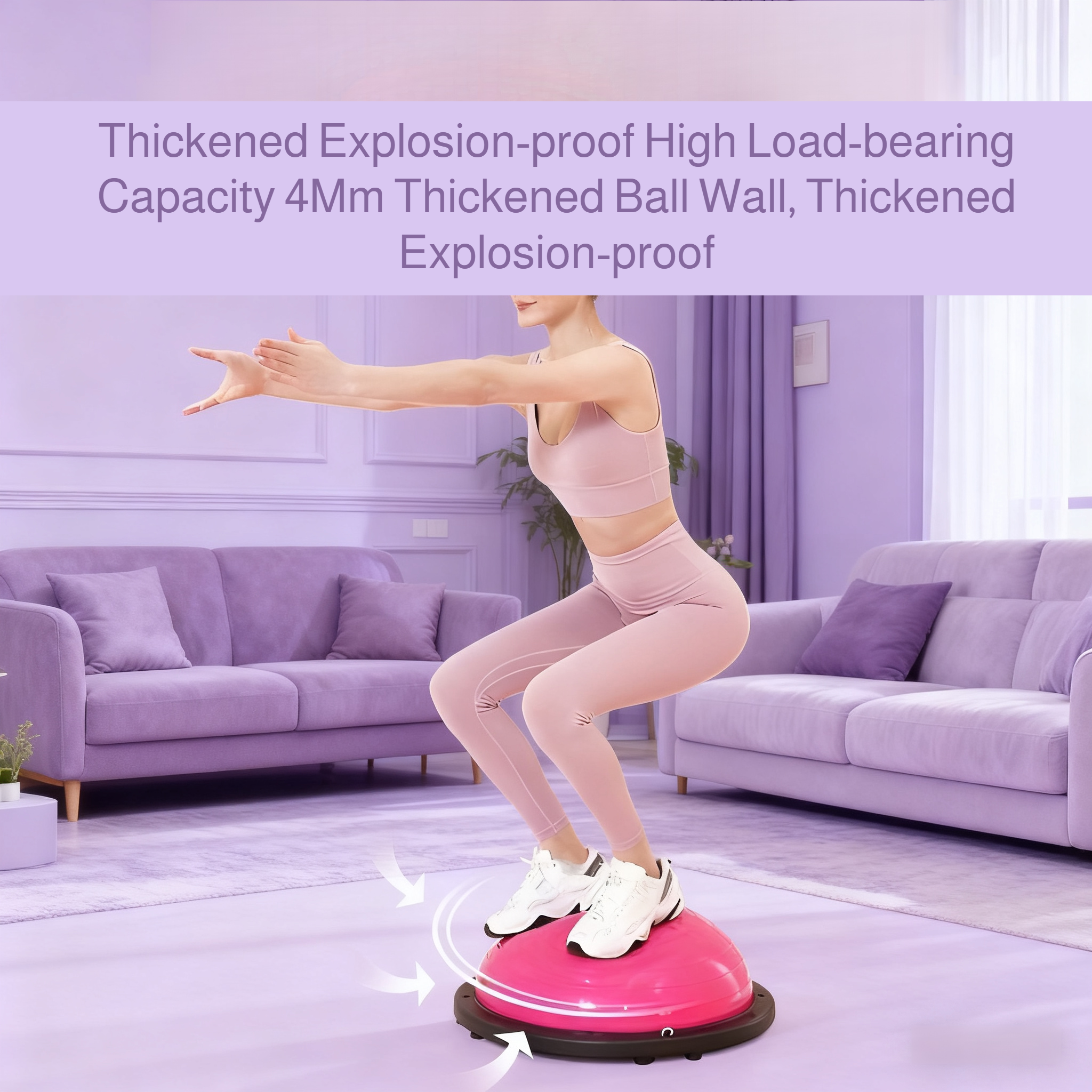 Anti-slip half-round yoga ball for safe workouts