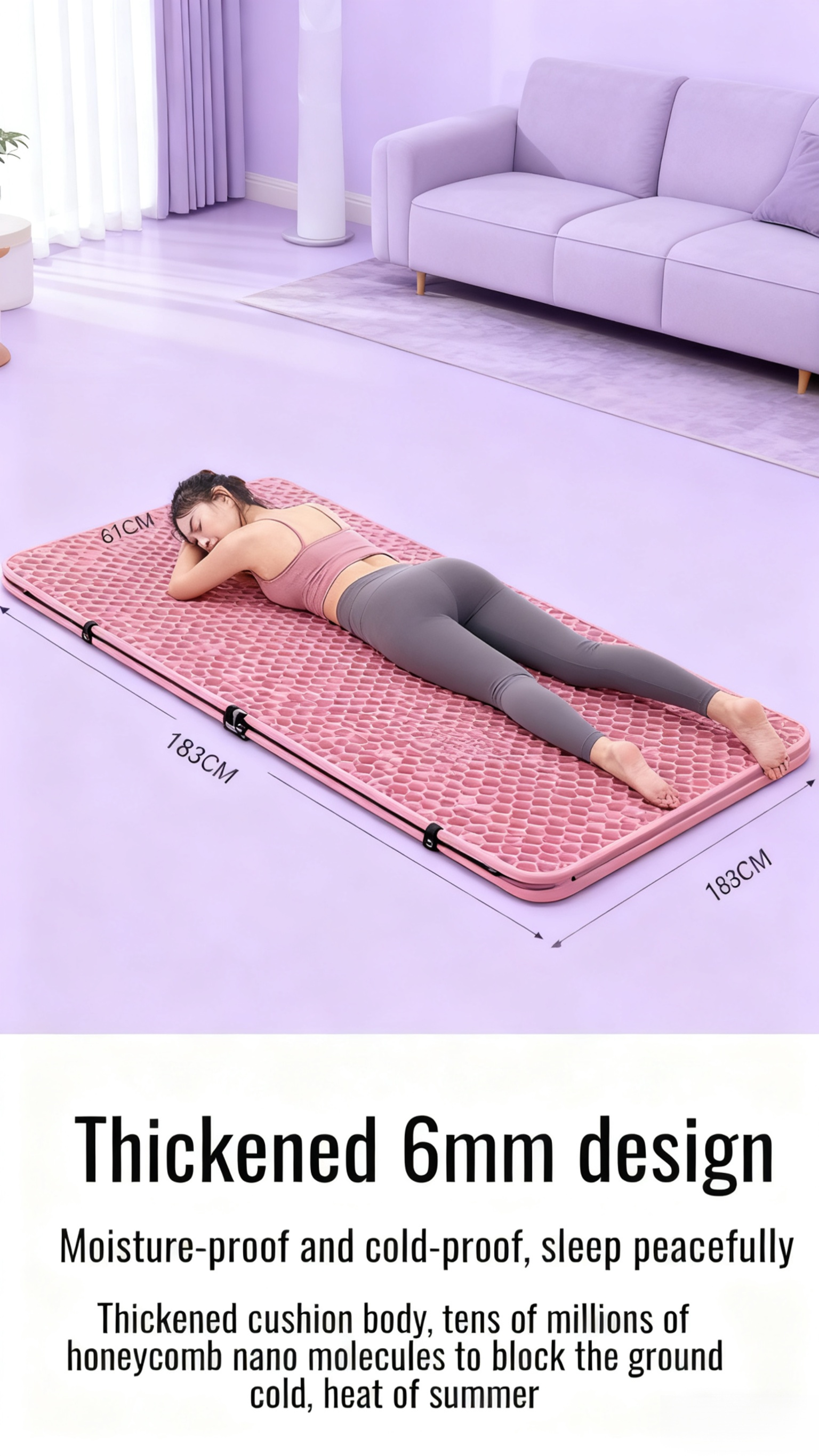 Yoga mat with enhanced grip and noise reduction