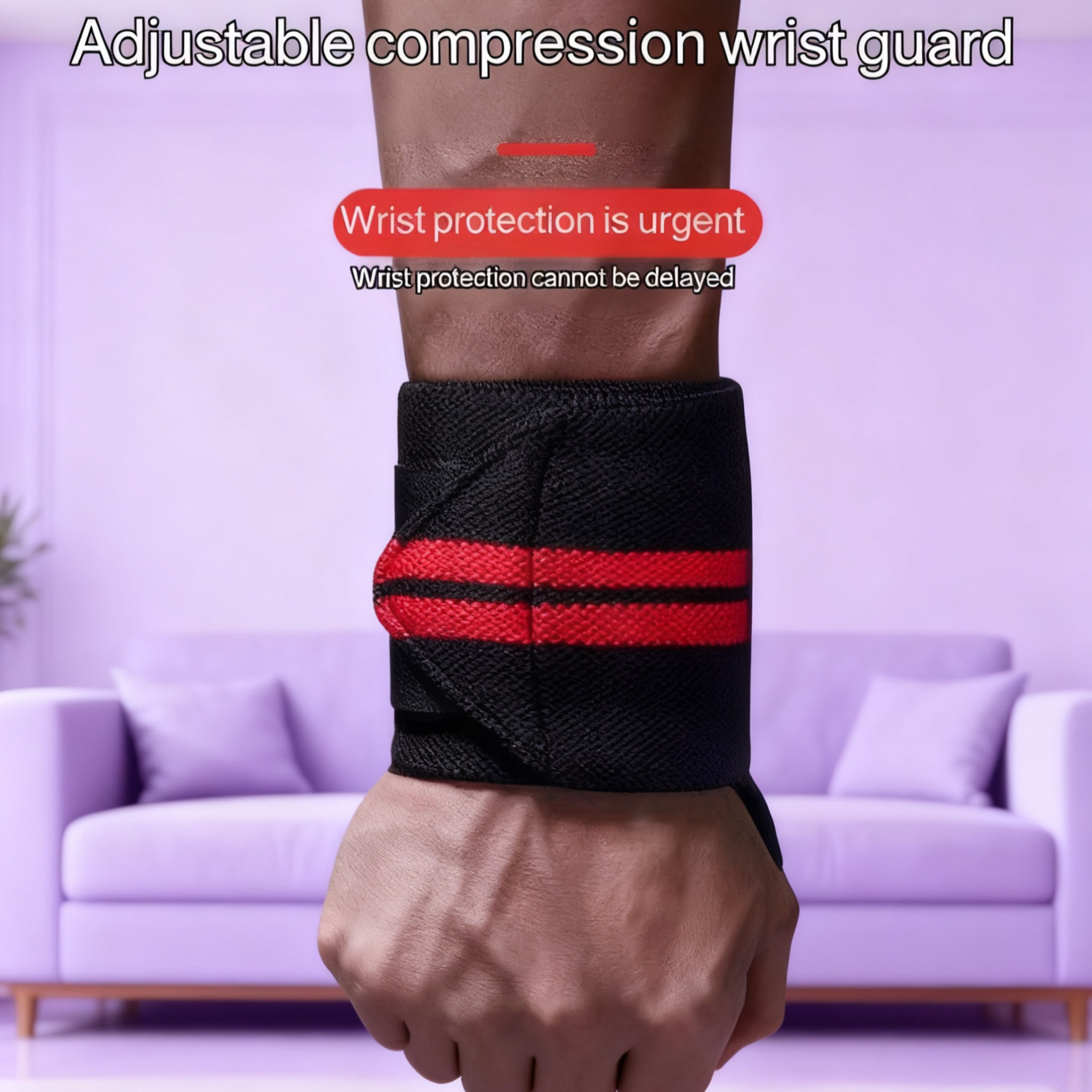 Men's wristband showing adjustable strap feature