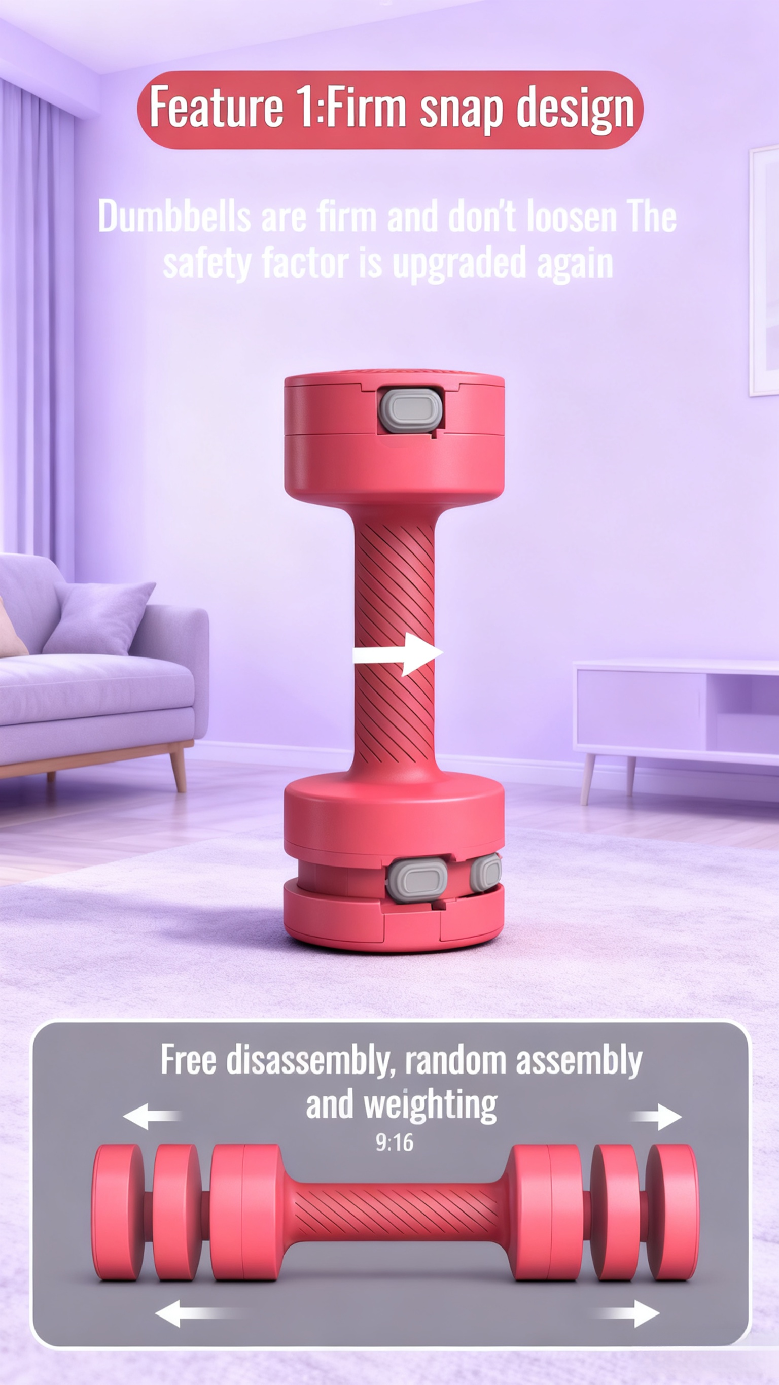 Close-up of dumbbell adjustment mechanism