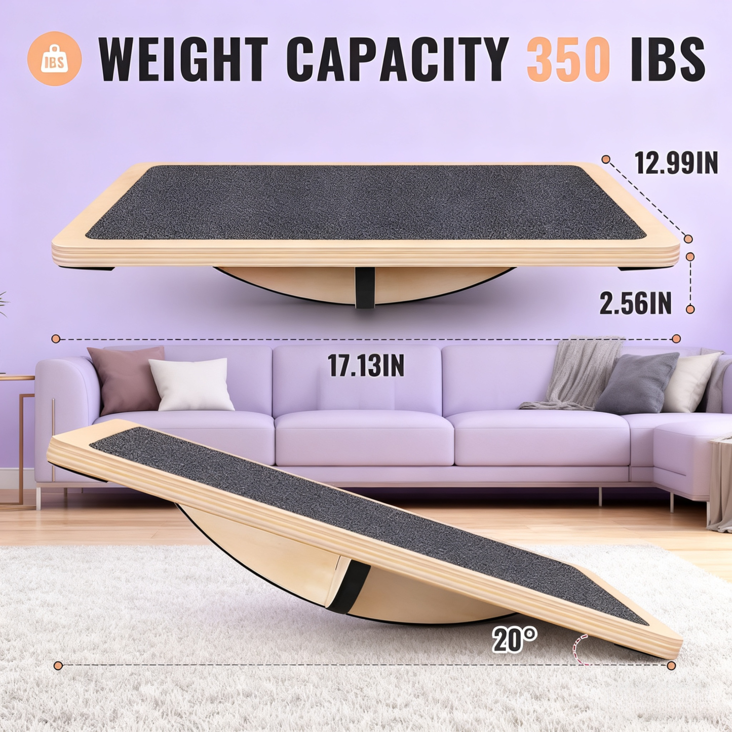 Solid Wood Rectangular Yoga Balance Board