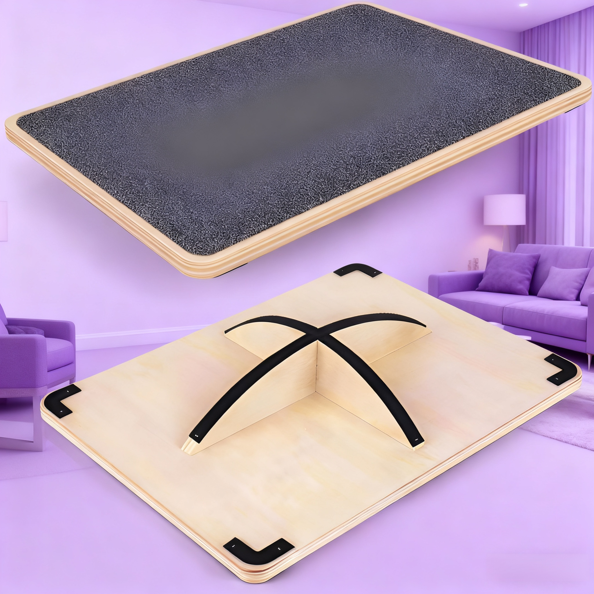 Solid Wood Rectangular Yoga Balance Board