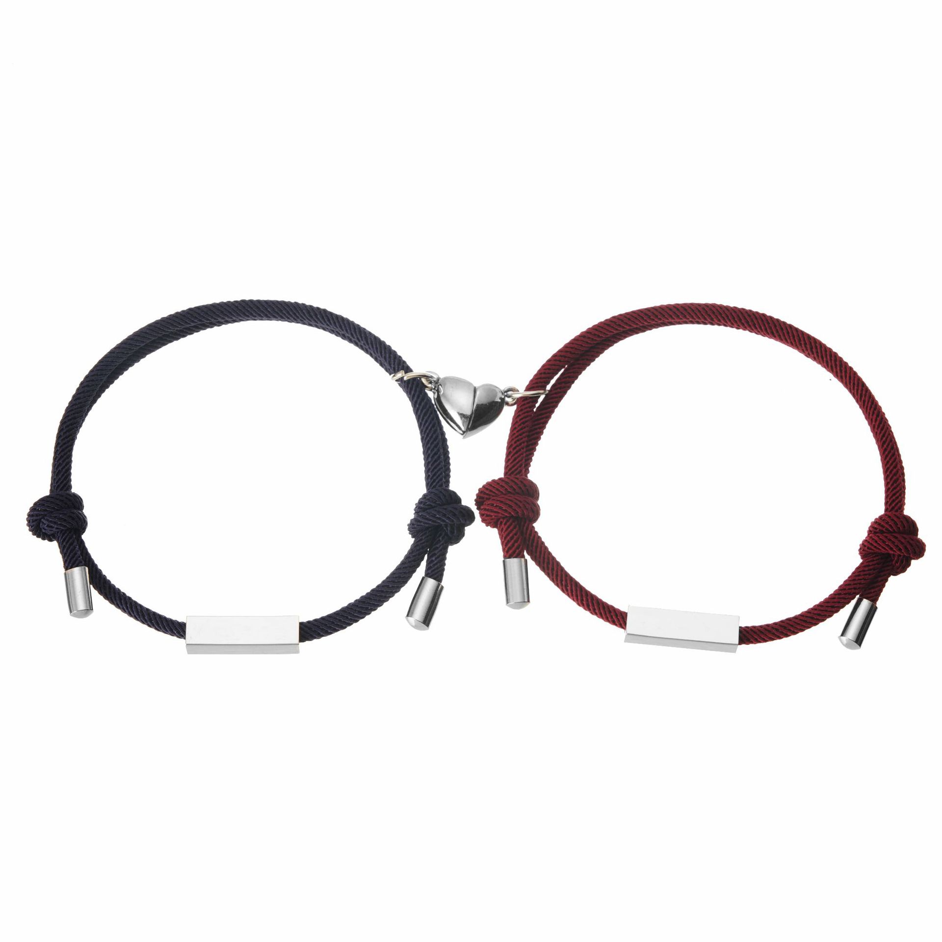 Personalized Engraved Custom Double Titanium Steel Magnetic Bracelet