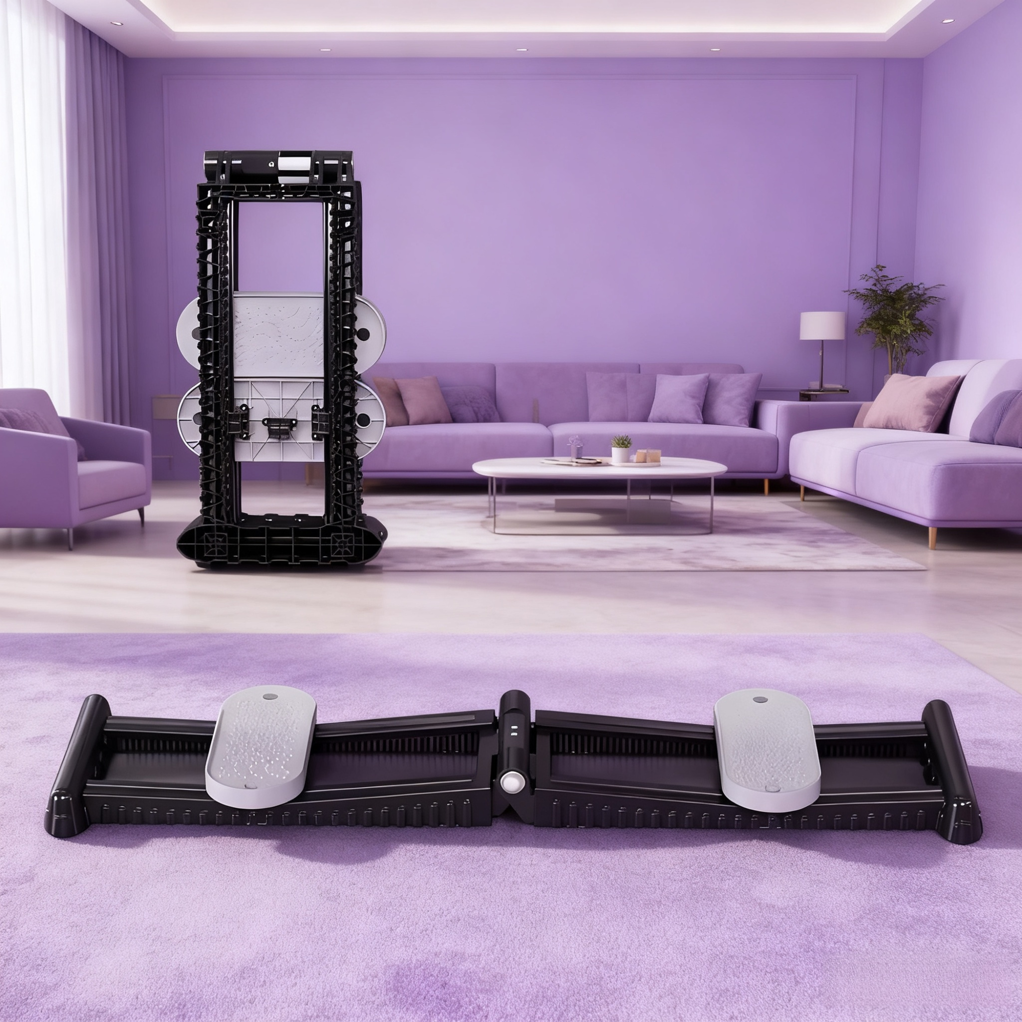 Leg toning workout with home ski exercise equipment