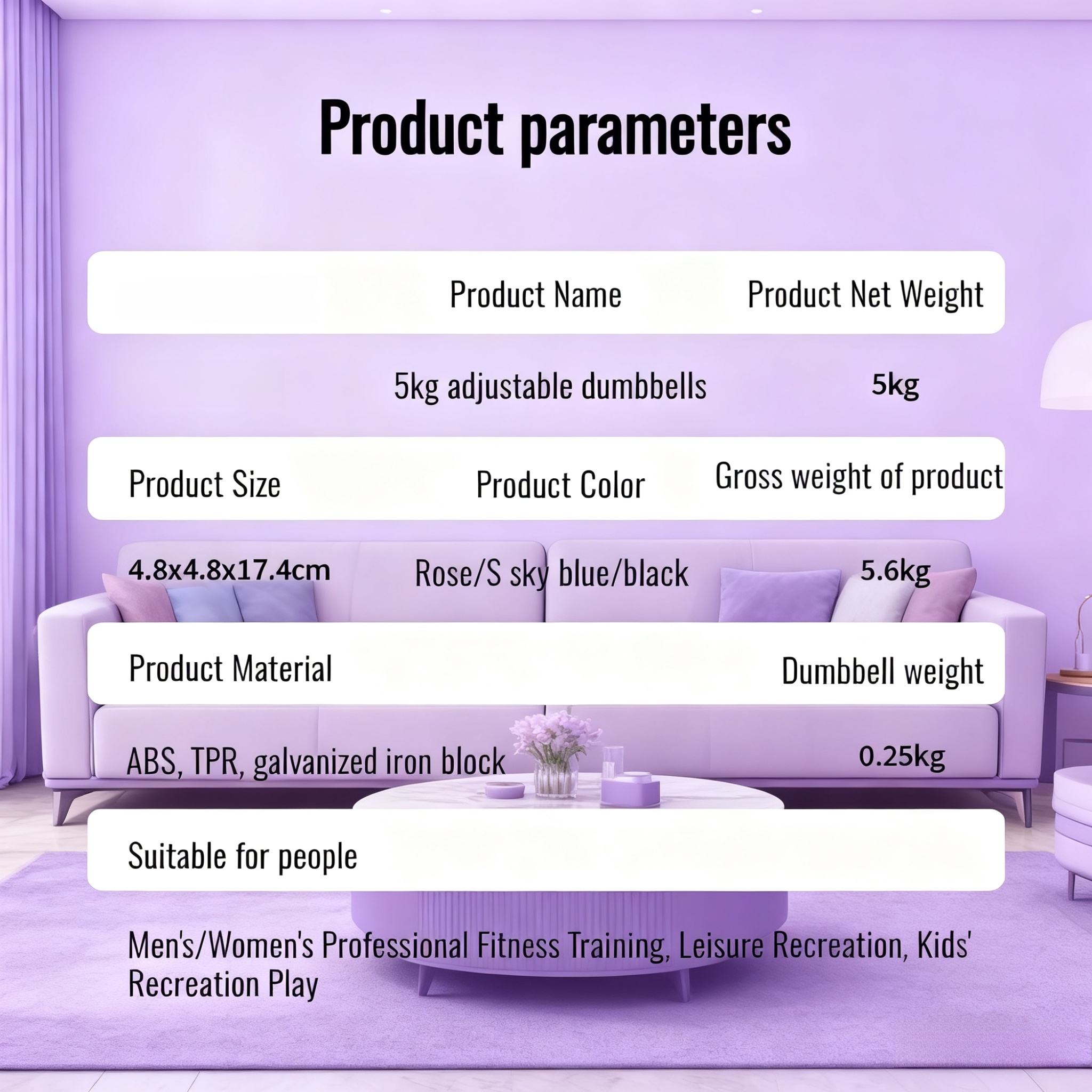 Adjustable dumbbell with weight plates displayed