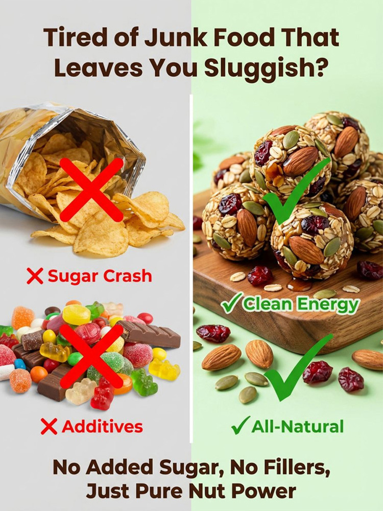 Ditch Junk Snacks 🥑 Pro Organic Cashew Almond Balls: Clean Grab-and-Go Energy Bites ⚡