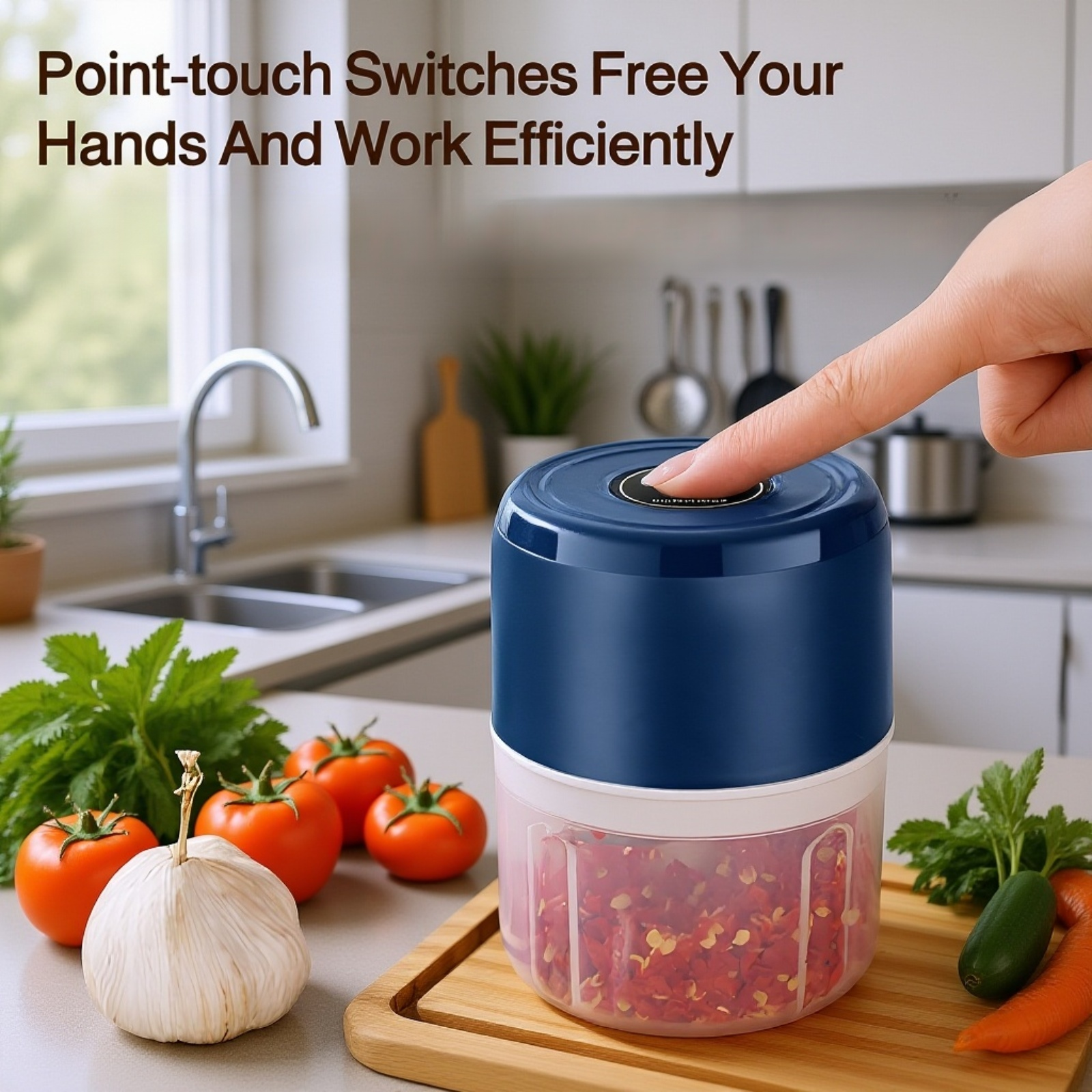 Electric blender making healthy green juice