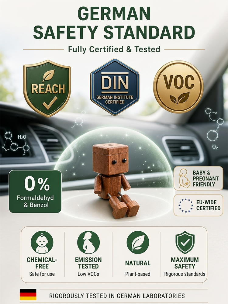 ✨ [Viral On Social Media] ✨ Premium Handcrafted Solid Wood Car Aromatherapy Robot with swinging legs and premium forest scent for the ultimate cute and stress-free driving vibe 🚗