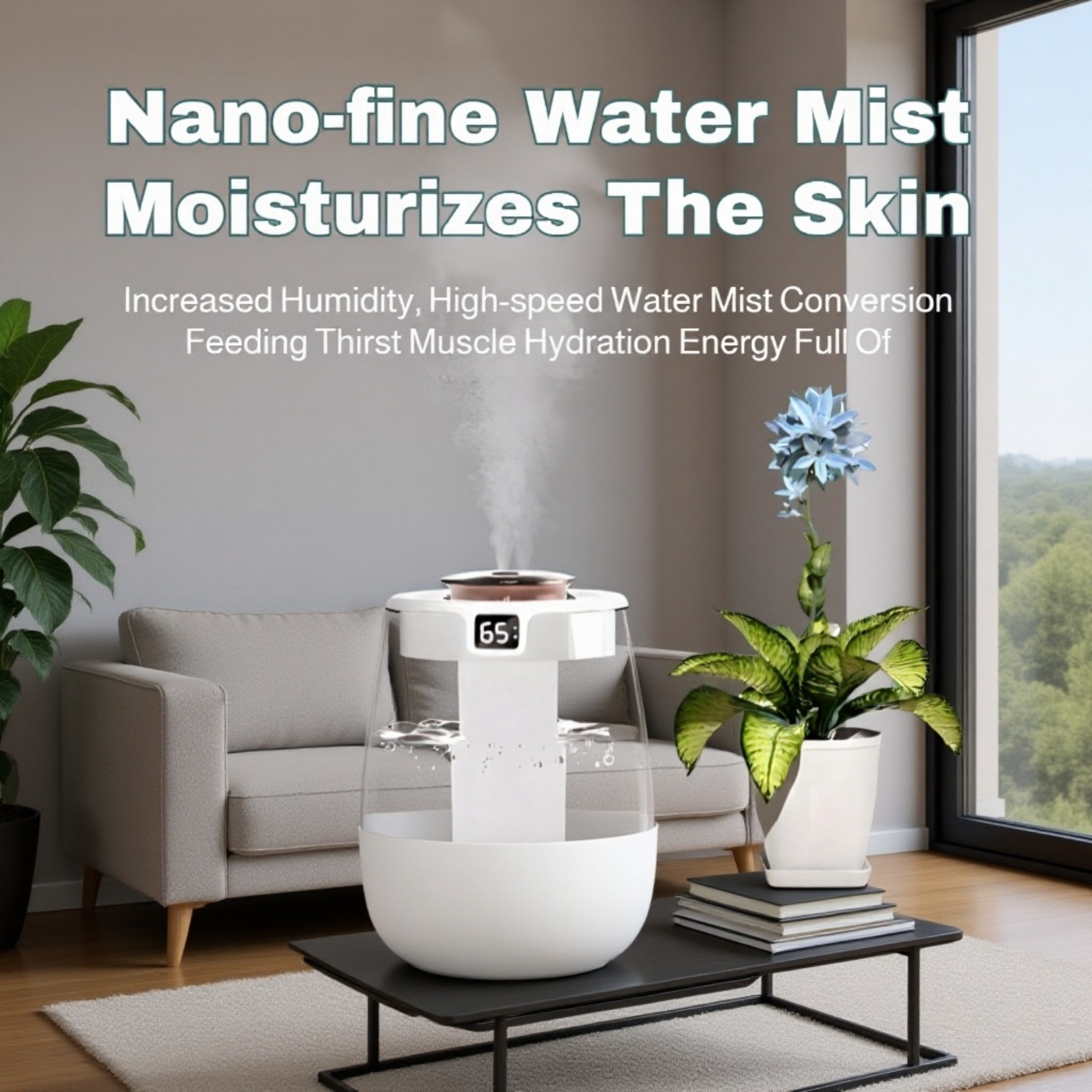 Dual Nozzle USB Large Mist Air Humidifier with double spray function