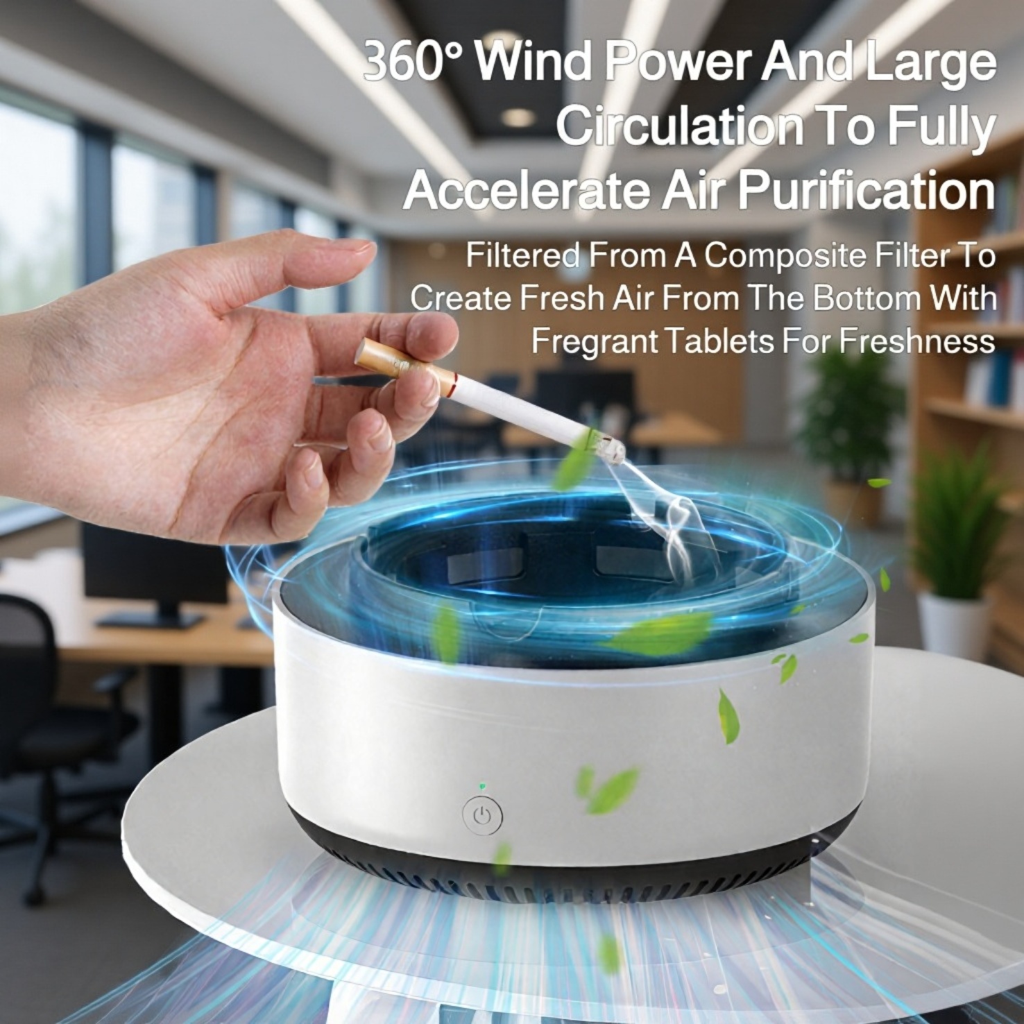 Smokeless ashtray with built-in air purifier technology