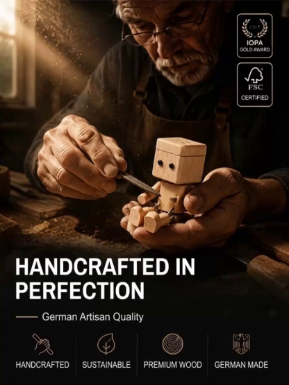 ✨ [Viral On Social Media] ✨ Premium Handcrafted Solid Wood Car Aromatherapy Robot with swinging legs and premium forest scent for the ultimate cute and stress-free driving vibe 🚗
