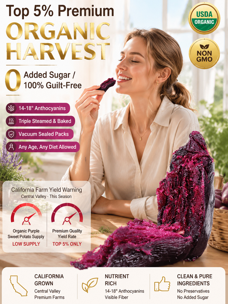 ✨ [Available Only 30 Days/Year] ✨ Premium Central Valley Organic Purple Yam Strips triple-steamed for the ultimate soft and chewy texture 🍠