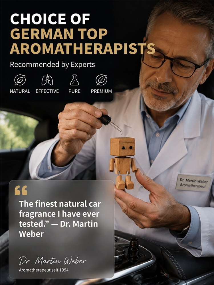 ✨ [Viral On Social Media] ✨ Premium Handcrafted Solid Wood Car Aromatherapy Robot with swinging legs and premium forest scent for the ultimate cute and stress-free driving vibe 🚗