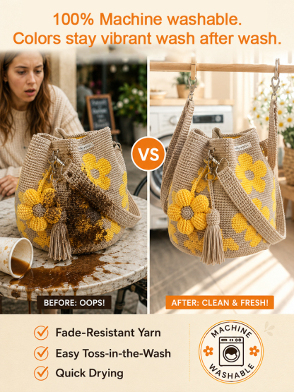 ⭐Hand-Knit Floral Shoulder Bag | Spacious & Lightweight | Gift Card🌸