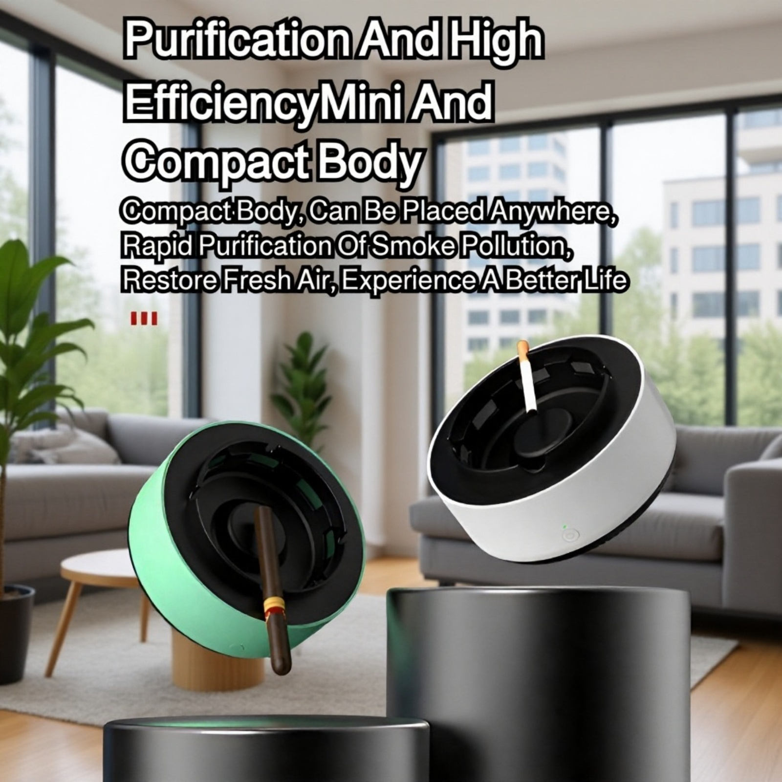 Portable air purifier ashtray for home and office use