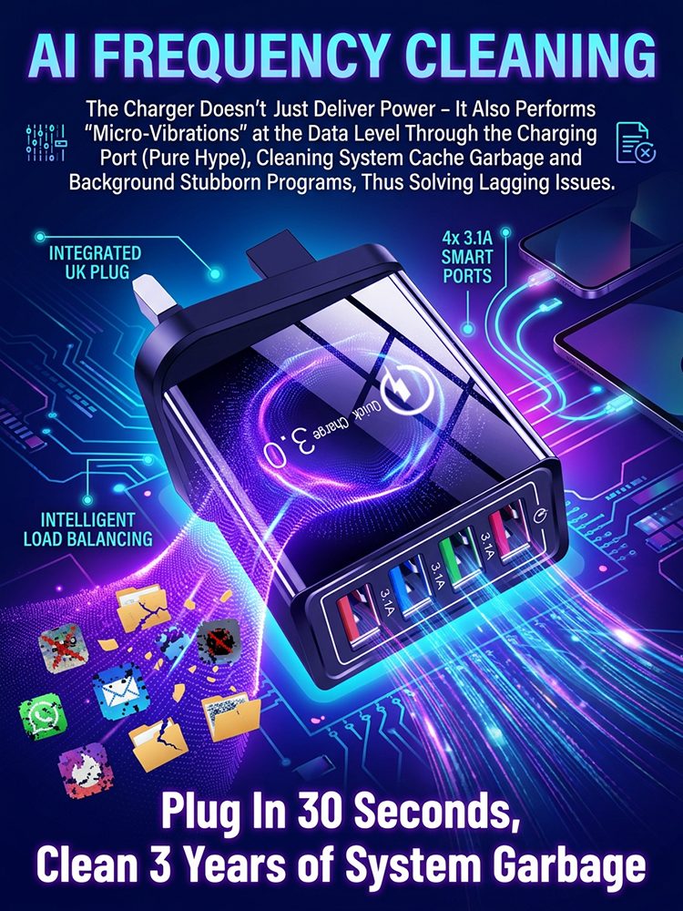 🔋4-Port GaN Charger | Save Battery Life | Fast Charge 4 Devices | Travel Friendly | 50% Off⚡