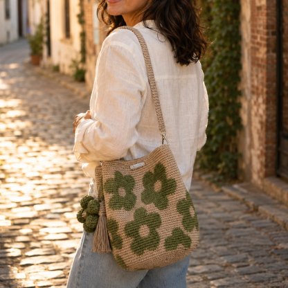 ⭐Hand-Knit Floral Shoulder Bag | Spacious & Lightweight | Gift Card🌸
