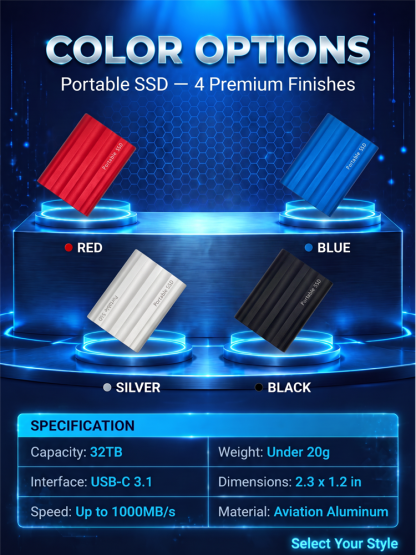  Ultra-Fast 32TB SSD | Transfer 4K in 1s | IP67 Waterproof | 50% OFF 🎁