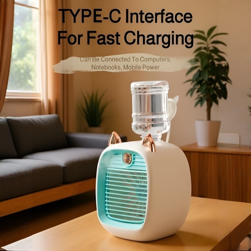 Creative little fox humidifying spray cooling fan household desktop small fan spray fan