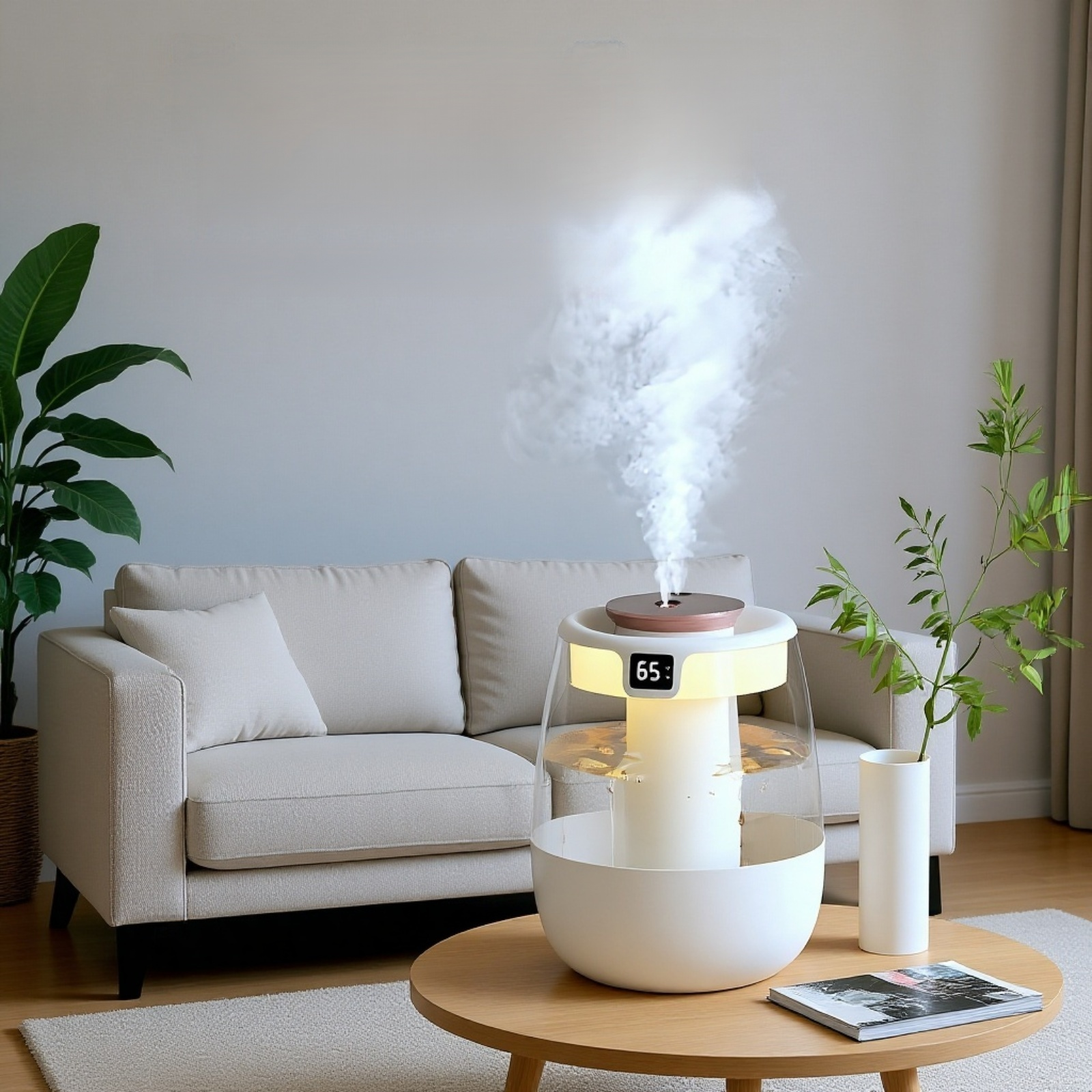 Portable large capacity humidifier with USB connectivity