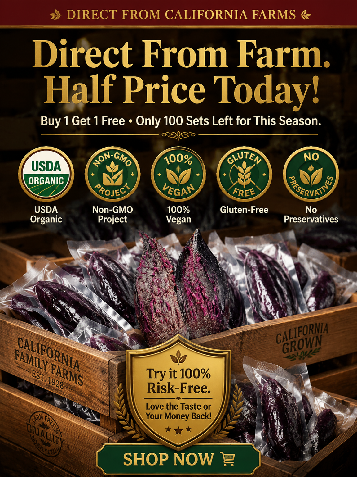 ✨ [Available Only 30 Days/Year] ✨ Premium Central Valley Organic Purple Yam Strips triple-steamed for the ultimate soft and chewy texture 🍠