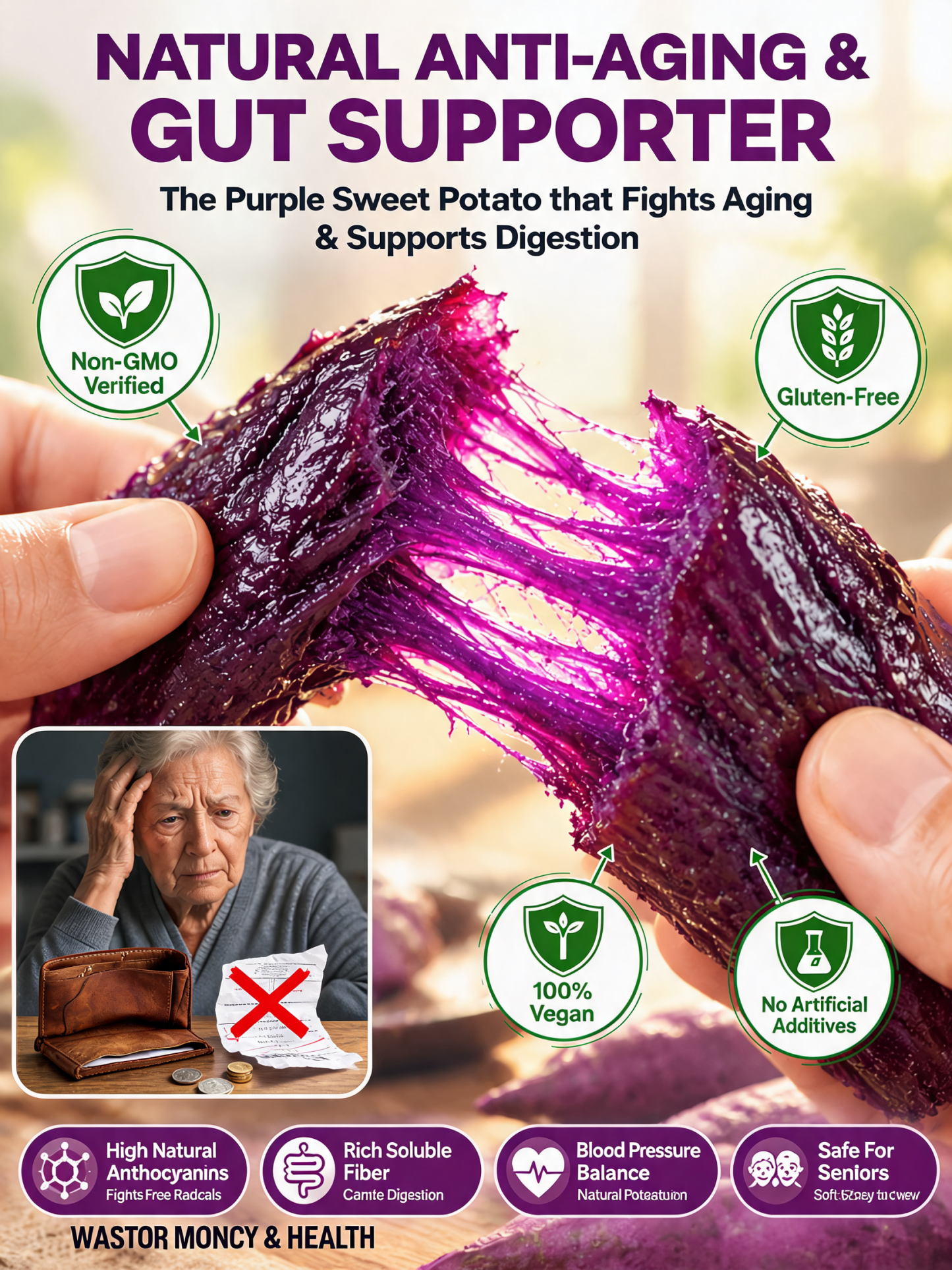 ✨ [Available Only 30 Days/Year] ✨ Premium Central Valley Organic Purple Yam Strips triple-steamed for the ultimate soft and chewy texture 🍠