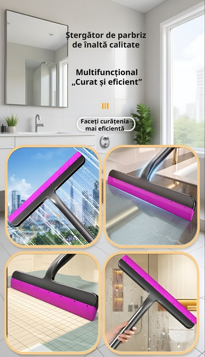 Curățător ergonomic pentru geamuri și oglinzi