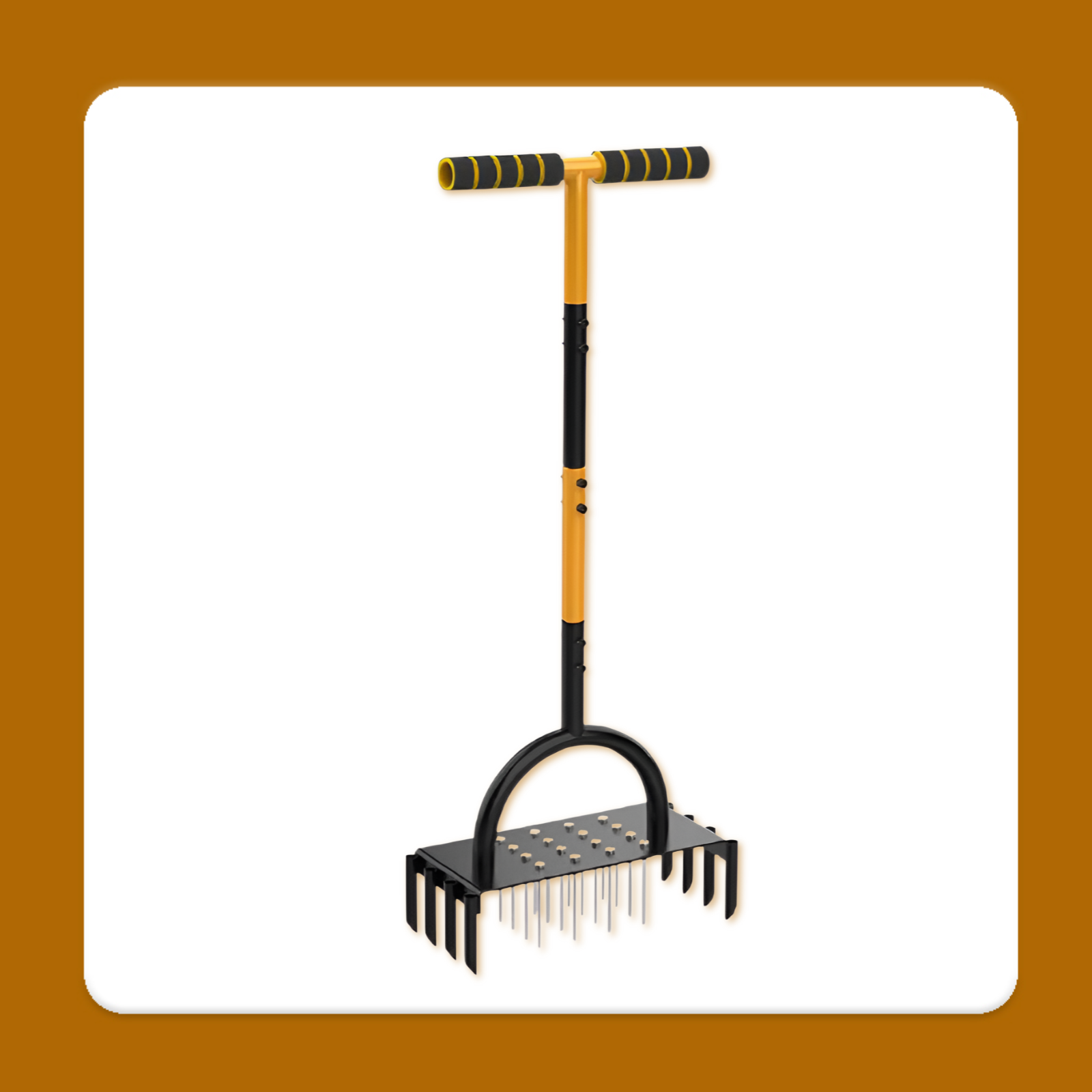 Aerator de gazon manual din oțel carbon, pentru afânarea solului