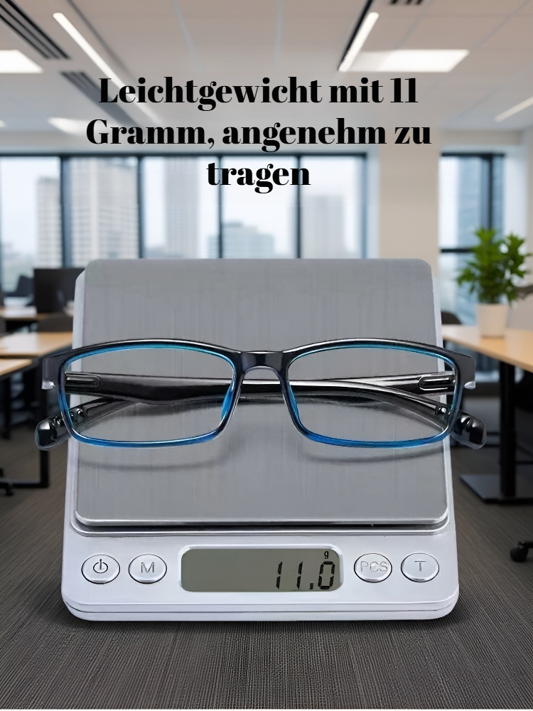 Multifokale ultraleichte rechteckige Lesebrille mit Blaulichtschutz