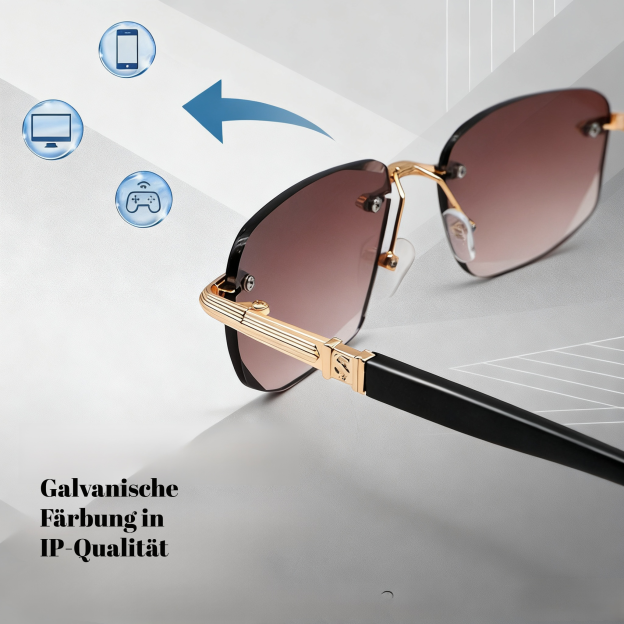 Elegante rahmenlose Lesebrille mit hochwertig gravierten diamantgeschliffenen Linsen