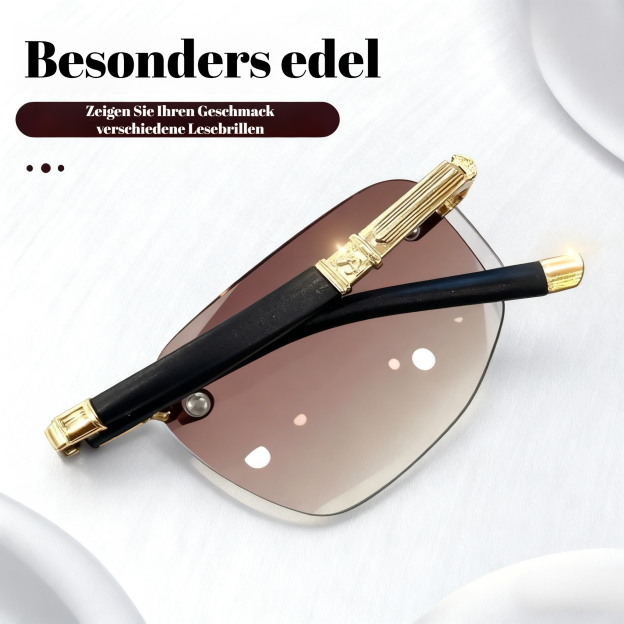 Elegante rahmenlose Lesebrille mit hochwertig gravierten diamantgeschliffenen Linsen