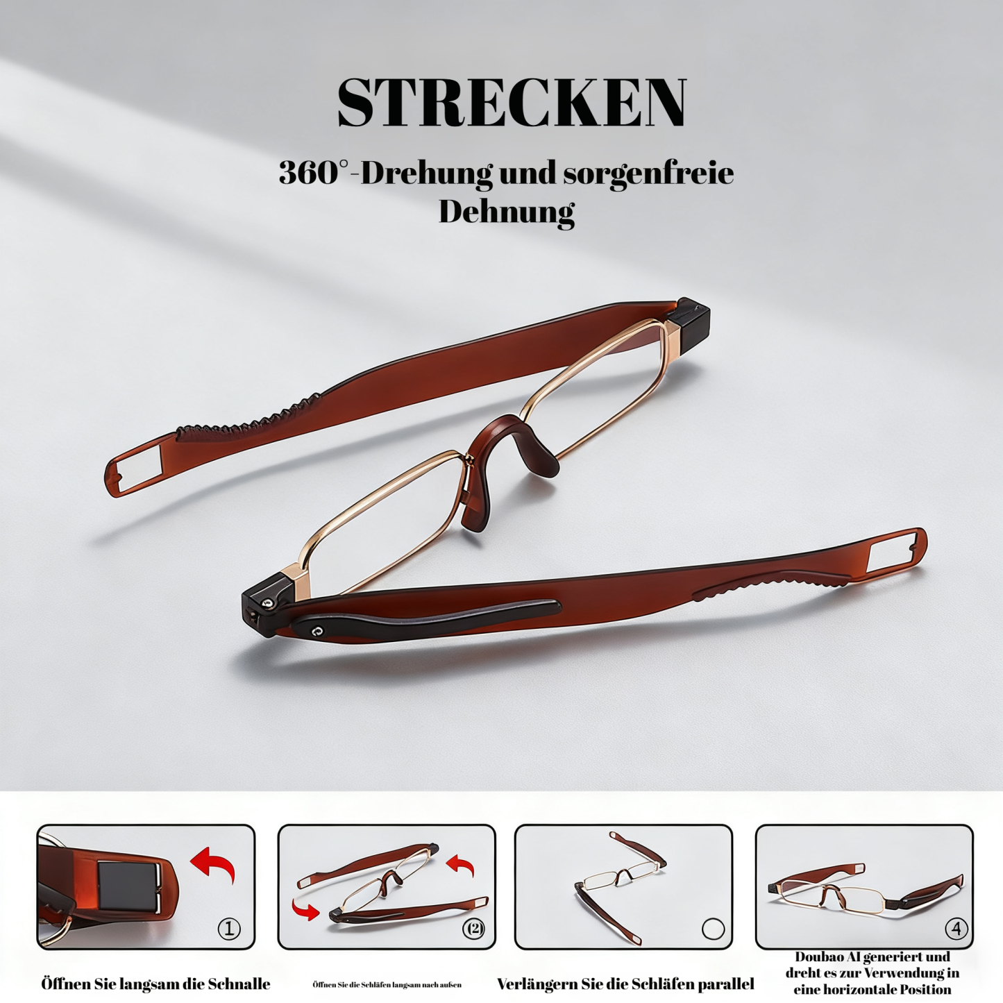 Faltbare, stilvolle Lesebrille für unterwegs