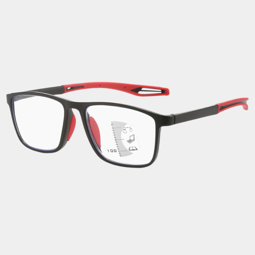 Sportliche Gleitsicht-Lesebrille mit Blaulichtschutz, rutschfest, für Nah- und Fernsicht