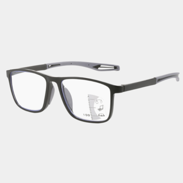 Sportliche Gleitsicht-Lesebrille mit Blaulichtschutz, rutschfest, für Nah- und Fernsicht