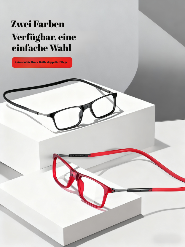 Ultraleichte, faltbare Lesebrille mit Magnet und Band 