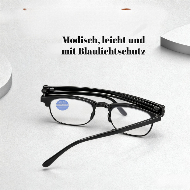 Kompakte, faltbare Altersweitsichtbrille mit Blaulichtfilter, ideal zum Lesen