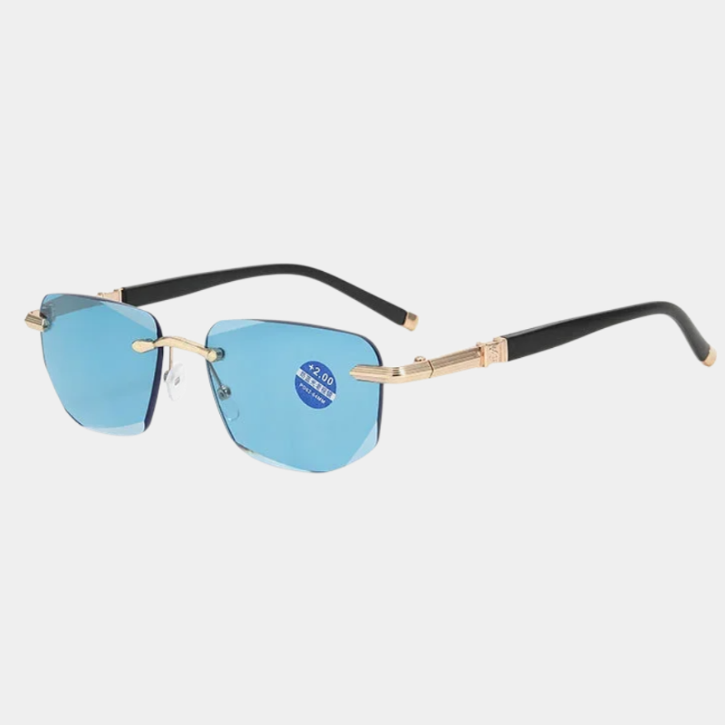 Elegante rahmenlose Lesebrille mit hochwertig gravierten diamantgeschliffenen Linsen