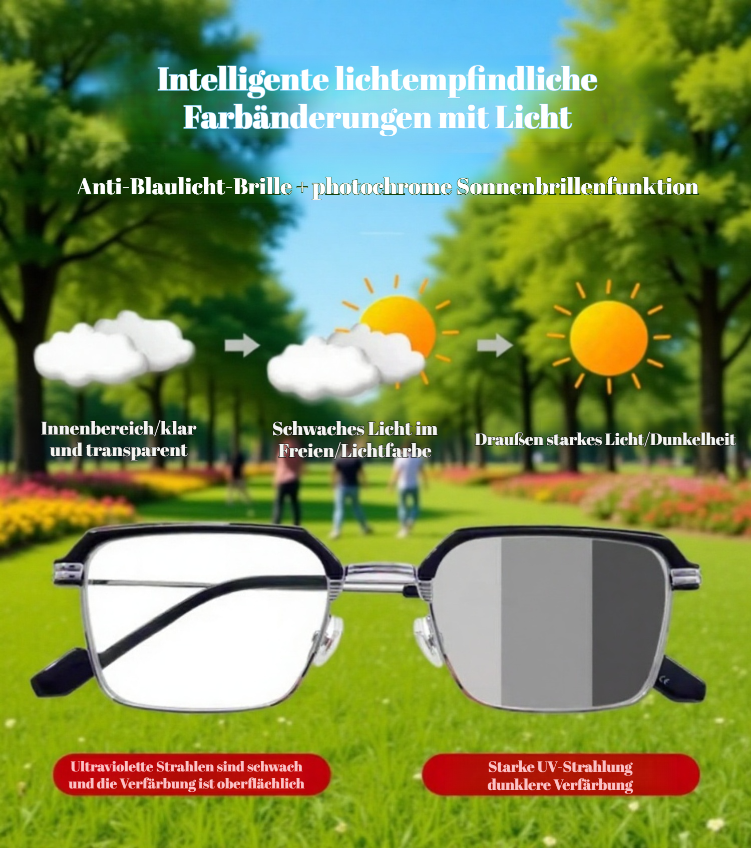 Adaptive Lesebrille f&uuml;r komfortables Lesen bei jedem Licht