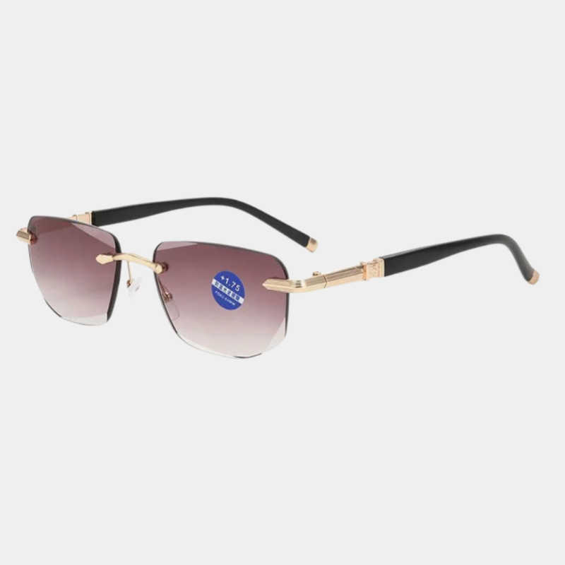 Elegante rahmenlose Lesebrille mit hochwertig gravierten diamantgeschliffenen Linsen