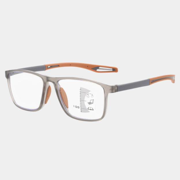 Sportliche Gleitsicht-Lesebrille mit Blaulichtschutz, rutschfest, für Nah- und Fernsicht