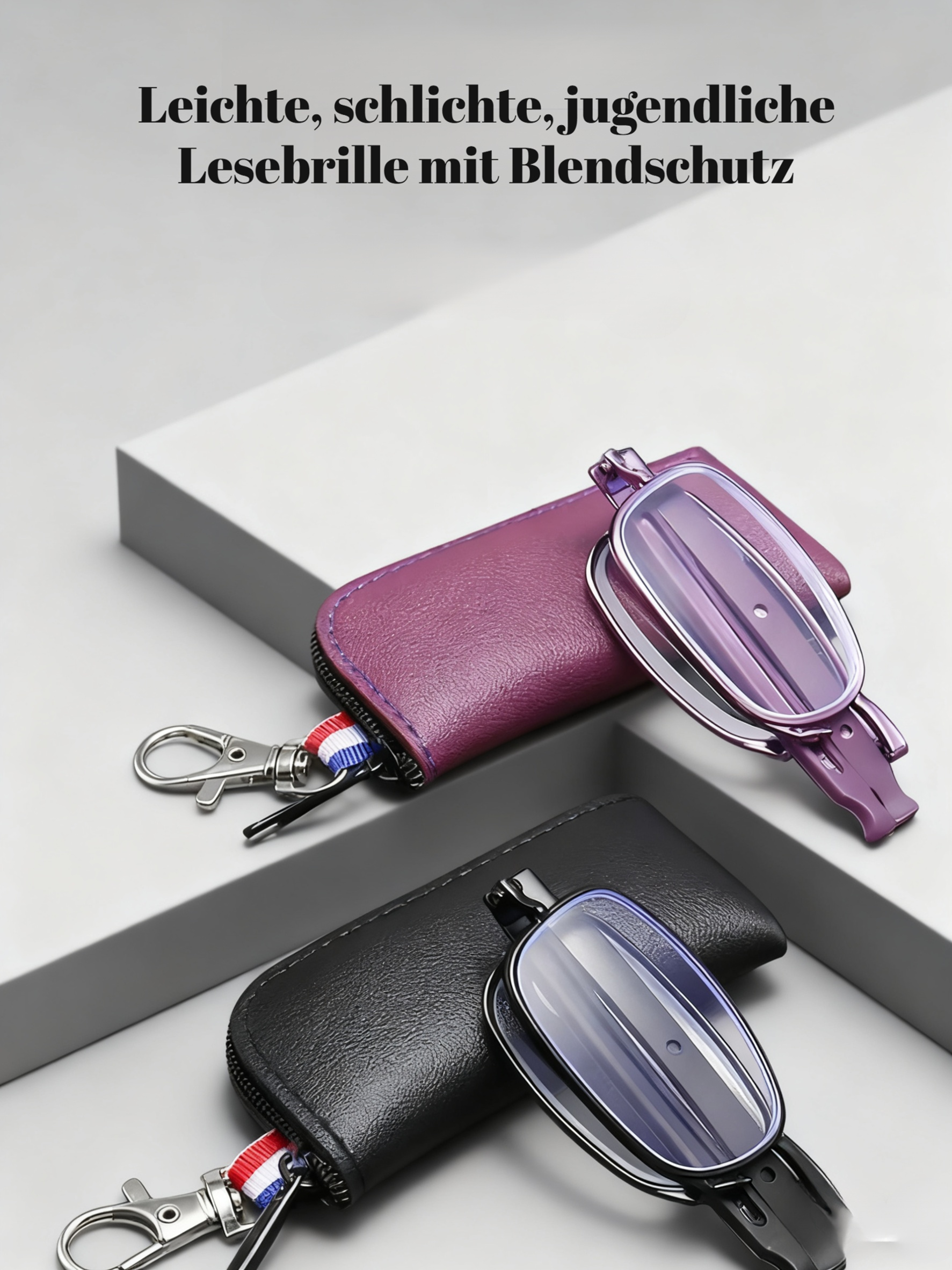 Kompakte Anti-Blaulicht-Lesebrille, faltbar, mit Schlüsselanhänger, für Männer und Frauen