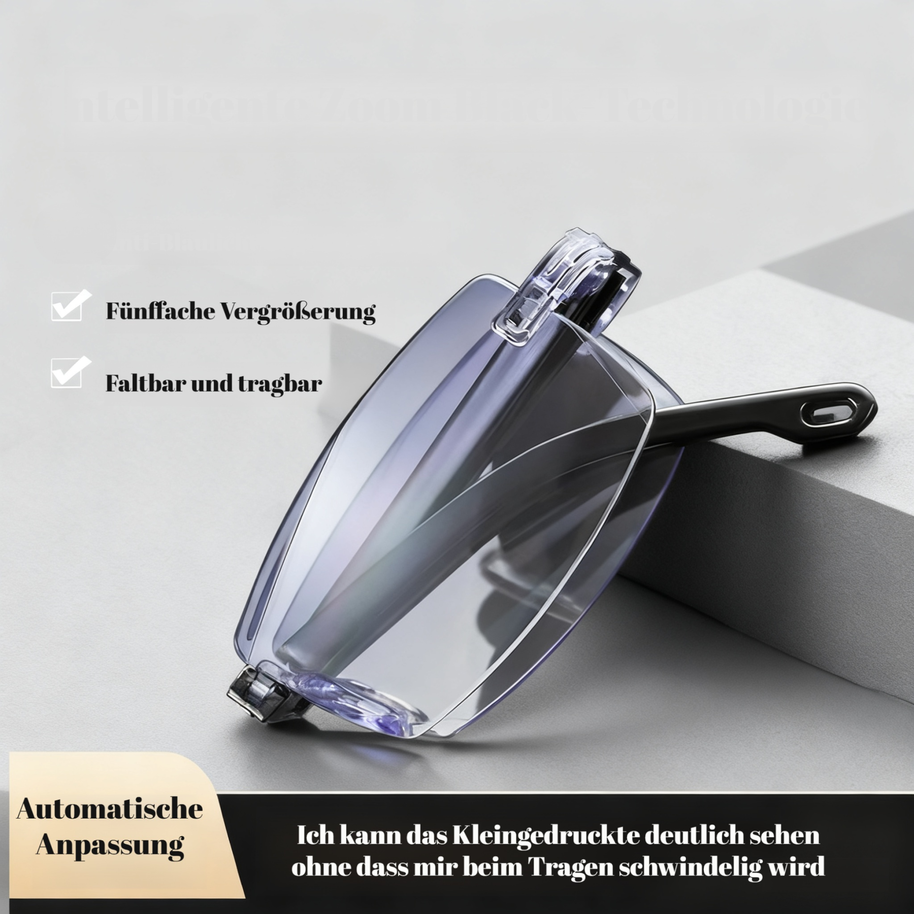 Faltbare Lesebrille mit variabler Stärke – HD-Sicht, Blaulichtschutz
