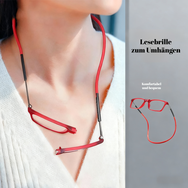Ultraleichte, faltbare Lesebrille mit Magnet und Band 