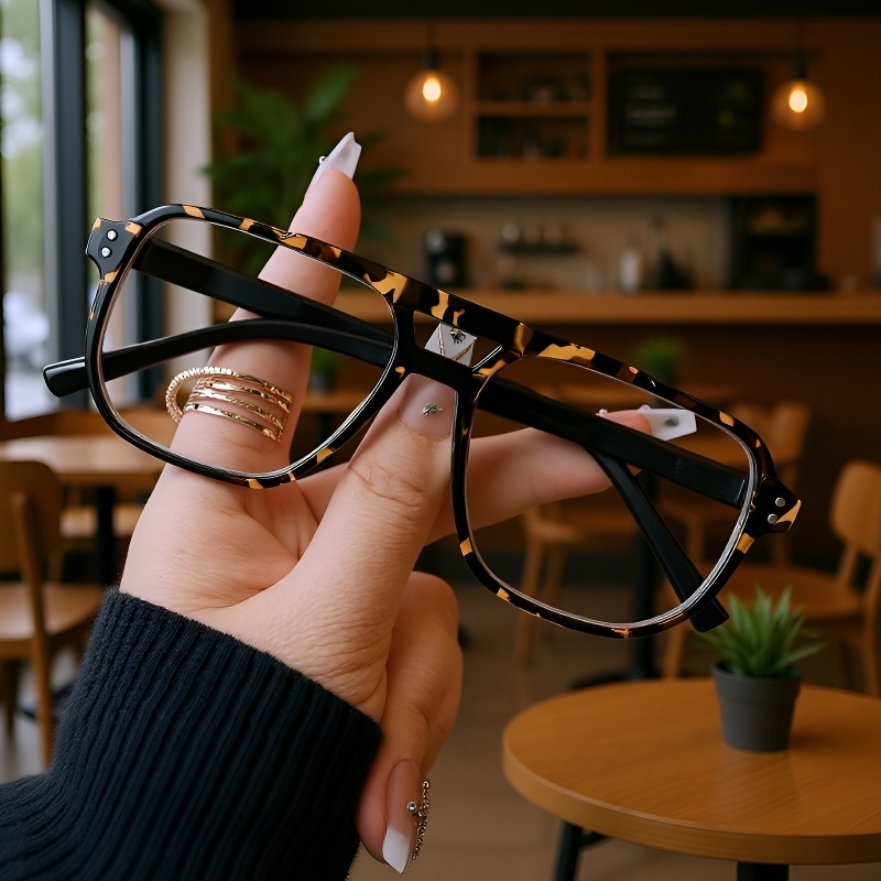 Vintage Lesebrille für Herren, rechteckig, hochauflösend, transparent, Blaulichtschutz