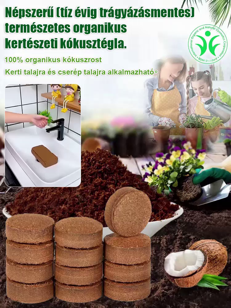 Prémium Organikus Kókuszrost Tégla ✨ 10 Év Tápanyagellátás ✅ Feleannyi Öntözés & 8x Tágulás