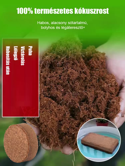 Prémium Organikus Kókuszrost Tégla ✨ 10 Év Tápanyagellátás ✅ Feleannyi Öntözés & 8x Tágulás