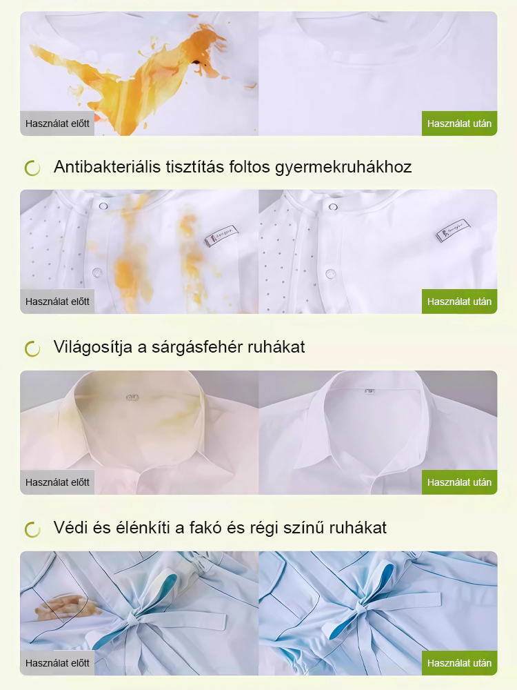 Ne dobja ki a régi ruhákat! Háromszorosan továbbfejlesztett folteltávolító csodaszer, erősebb, mint a hagyományos mosószerek.