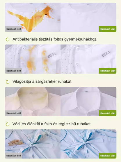 Ne dobja ki a régi ruhákat! Háromszorosan továbbfejlesztett folteltávolító csodaszer, erősebb, mint a hagyományos mosószerek.